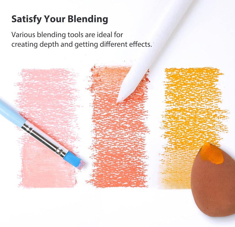 COLOUR BLOCK 30pcs Sketching Tool Set with Soft Pastels Drawing Art Blenders, Blending Stumps, Tortillions, Sandpaper, Sketch Pencil Extender, Rubber Pens - Image 3